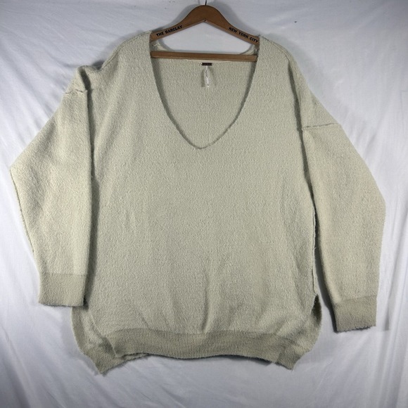 Free People Women's Sweater Weather Deep V Neck Sweater Oversized Size XS Boho - Picture 1 of 10